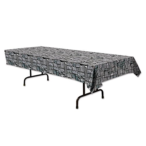 Beistle 54535 Stone Wall Tablecover, 54 x 108(4.5ft x 9ft)