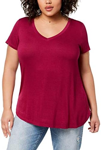 plus size red v neck t shirt