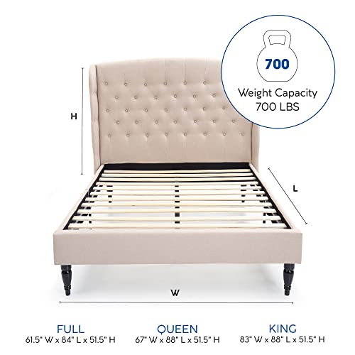 Classic Brands Coventry Upholstered Platform Bed Headboard and Metal