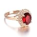 Yoursfs Ruby Jewelry Set for Women Pendant Necklace & Stud Earrings & Rings Set 18K Rose GP Wedding
