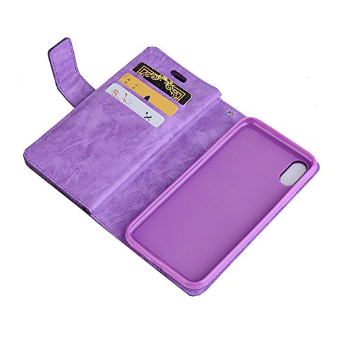 elecfan iPhone 8 Plus,iPhone 7 Plus Wallet Handbag Case for Girls Women Men, Retro Vintage Case with Credit Card Holders,Premium PU Leather Case with Hand Strap,Smart Magnetic Cover Case - Purple