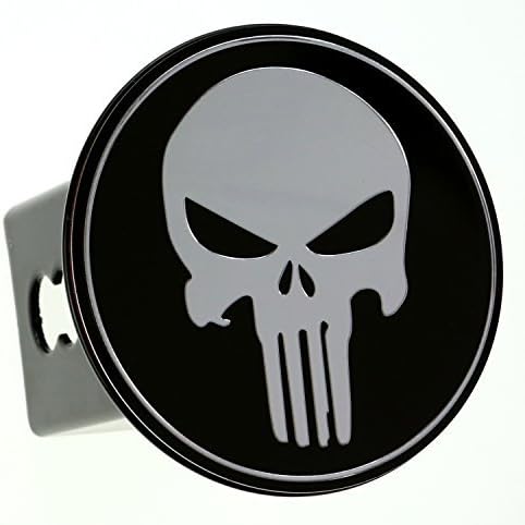 Metal Embossed Chrome Emblem Trailer Hitch Cover (Fits 2 Receivers, Punisher) by eVerHITCH