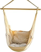 CCTRO Hanging Hammock Chair Rope Chair Porch Swing Seat, Large Brazilian Hammock Net Chair Porch Chair for Yard, Bedroom,...