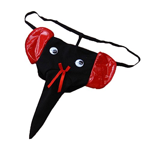 Vickyleb Men's Sexy Underwear Elephant Bulge Pouch Mens Elastic T Back Lingerie Thong Erotic Underpants Briefs Red Black