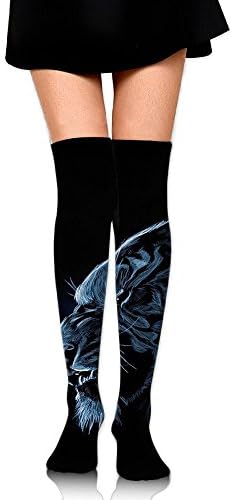 Women Crew Socksc Thigh High Over Knee Cats Tiger Predator Long Tube Dress Legging Athletic Compression Soccer Stocking