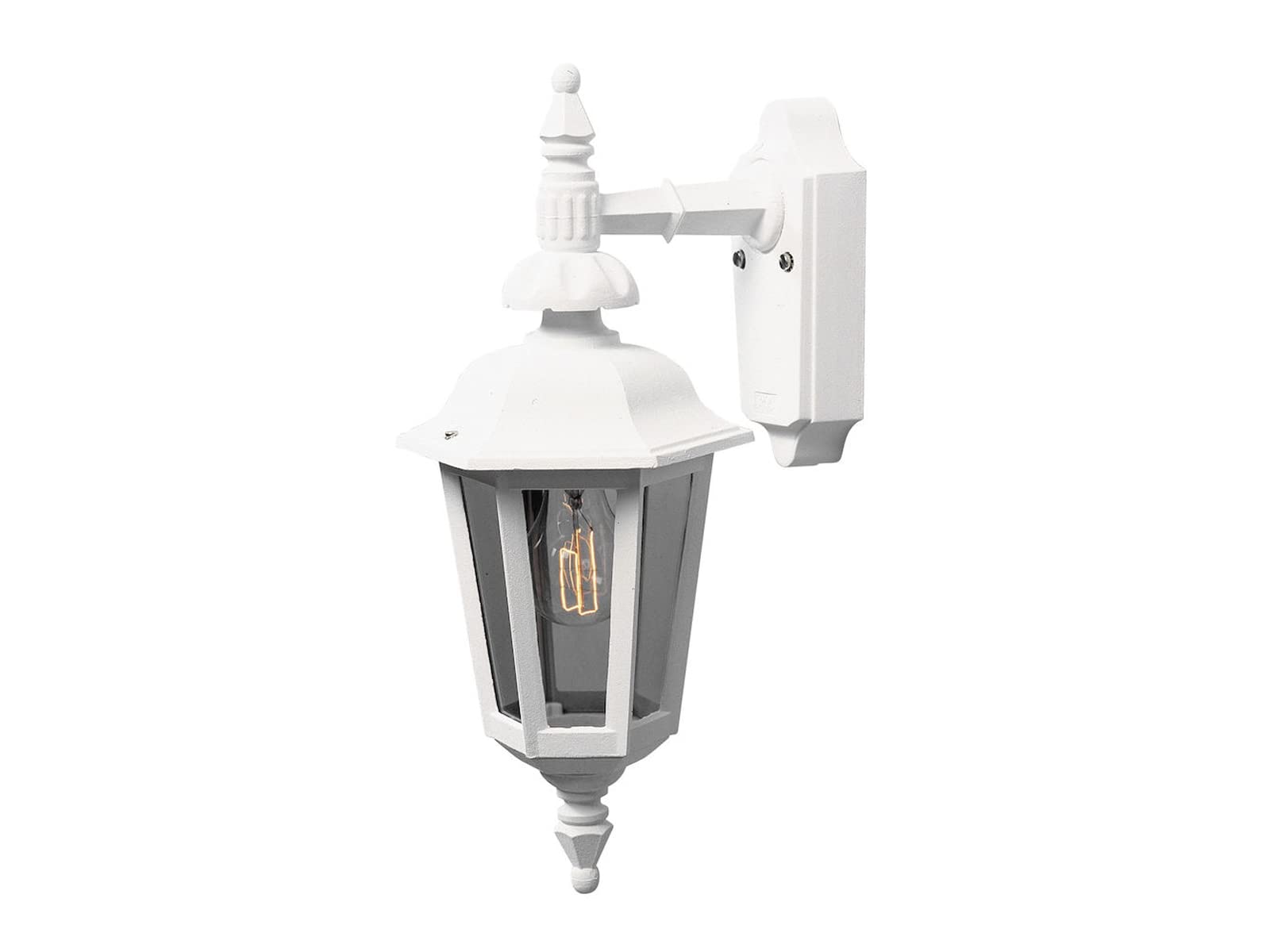 Konstsmide 519-250 Pallas Small Down Outdoor Wall Light / 1 x 60 W E27 Max Wall Lamp / Smoked Acrylic Panels / Aluminium / IP23 / White Outside Light