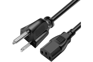 Universal AC Power Cord, 6.6ft 3-Prong Cable Compatible with Panasonic Plasma TV, Treadmill, Walking Pad, Black Power Supply 