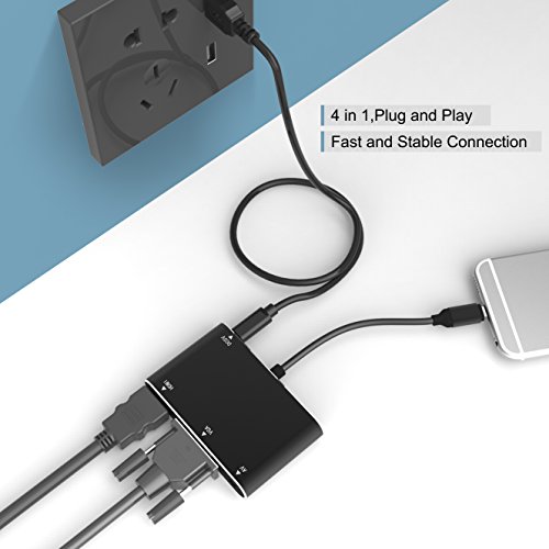 Lightning to HDMI VGA Adapter,Valoin 4 in 1 Plug and Play Lightning to HDMI VGA AV Converter Adapter for iPhone X/8/8 Plus/7/7Plus/6/6s/6s Plus//5/5s iPad iPod to Projector HDTV - Thumbnail 4