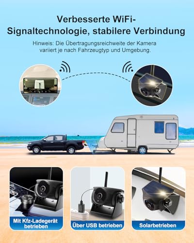 Stonvue 1080P Solar Magnetic Wireless Reversing Camera for Trailer | Night vision, 365 days standby, waterproof, battery operated, suitable for motorhomes, trucks and horse trailers