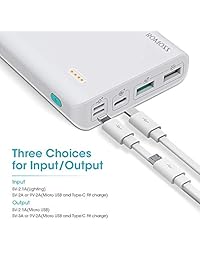 ROMOSS Sense 6+ 20000mAh Cargador portátil tipo C PD, 18W Banco de energía de carga rápida con entrada de suministro de energía, Salida máxima 3A, Compatible con iPhone, iPad, Samsung, Nexus, Nintendo Switch y más