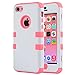 iPhone 5C Case, iPhone5C Case, ULAK Shockproof Hybrid Heavy Duty Dual Layer High Impact Protection Case Cover for Apple iPhone Apple iPhone 5C-White + Coral Pink