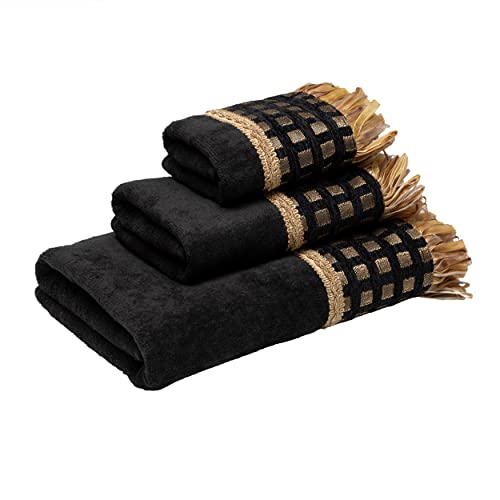 Austin Horn Classics Blockade Black 3Piece Decorative Towel Set, Black