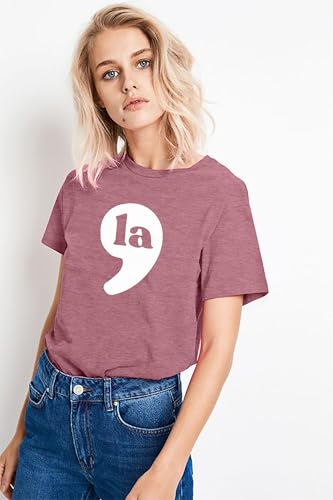 COMMA SHIRT WOMEN RETRO AMERICA T-SHIRT CASUAL SHORT SLEEVE TOPS PINK