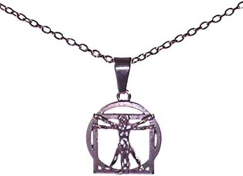 Eco Spirit Jewelry “Eco Friendly” Silver-Tone Leonardo Da Vinci Vitruvian Man Necklace 17” +2” Ext