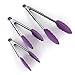ChefStir Kitchen Tongs with Non Stick Silicone Tips – Stainless Steel, Heavy Duty, Multipurpose Set of 3 – 7, 9, 12 Inch – for Cooking, Baking and Grilling - Purple