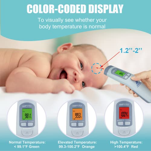 Amplim Non Contact/No Touch Digital Forehead Thermometer for Adults