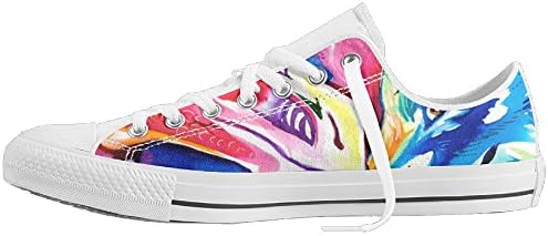 Two Rainbow Wolves Unisex Lace Up Canvas Shoes Sneakers Flat Gym Shoes White