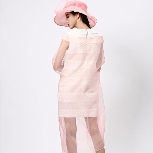 June's Young Women Race Hats Organza Hat with Ruffles Feathers (Peach-1)
