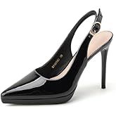 ZGHNP Women's Slingback High Heels Patent Leather Platform Closed Pointed Toe Stilettos Pumps Fashion Party Dress Shoes for Women