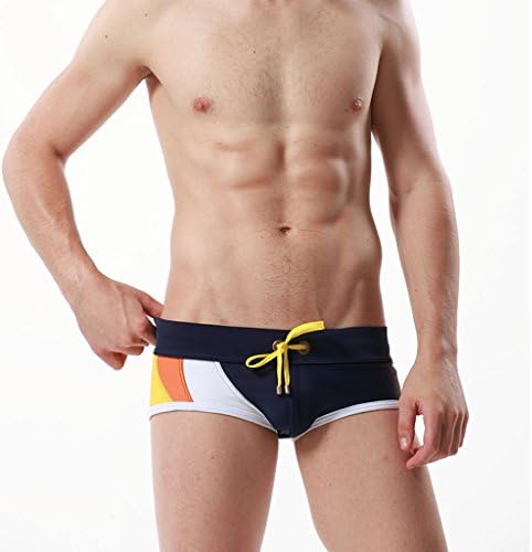 Desklets Men's Summer Strips Swimming Underwear Sports Trunks Briefs (Black Size XXL)