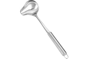 TOPPERFUN Stainless Steel Soup Ladle with Pouring Spout, Multi-Functional Sauce and Gravy Serving Spoon,