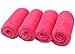 Sinland Microfiber Makeup Remover Cloth Reusable and Washable Makeup Remover Towels Face Cloths Facial Cleaning Towels Fast Drying Washcloth 9.8Inchx9.8Inch 4 Pack Dark Pink
