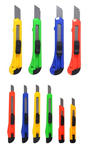 eZthings 10 Heavy Duty Box Cutters Openers Utility Knives with Snap off Blades (Variety Knife Set)