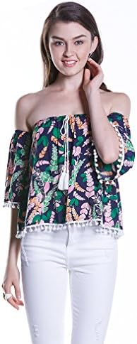 Onesall Women Sexy Off Shoulder Blouse Cover Up Tops (Large, dark blue)