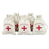 vLoveLife 10pcs Wedding Party Favor Bags 4x6 inch RED GLITTER CROSS Bachelorette Hangover Kit Bags Recovery Kit Bags Survival Kit Bags Cotton Muslin Drawstring Bag