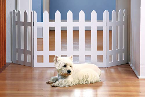 Zoogamo 3 Panel Wood Picket Fence Design Pet Gate - 19 Inches Tall and Expands Up to 48'' Wide Durable Lightweight Extra Wide Wooden Expandable & Folding Home/Indoor/Outdoor Dog Fence - Thumbnail 4