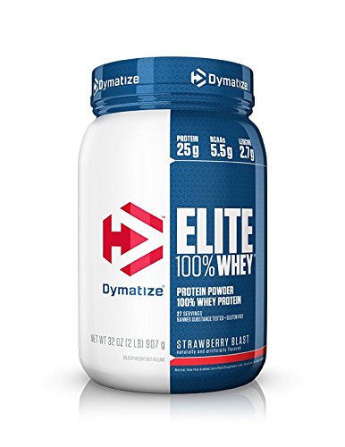 Dymatize elite 100% whey protein, strawberry blast, 2 l…