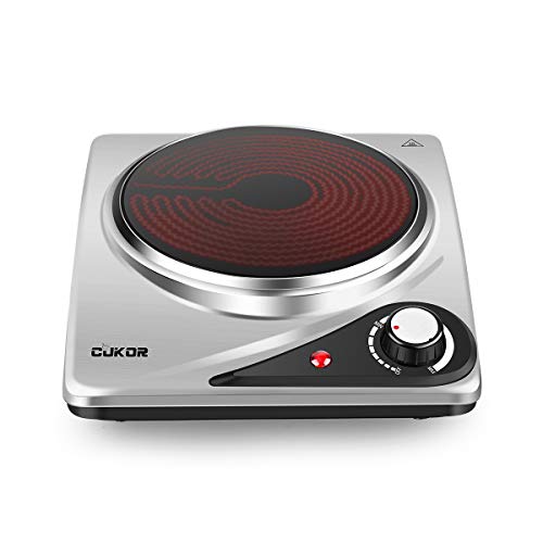 CUKOR Portable Electric Stove, 1200W Infrared Single Burner Heatup In