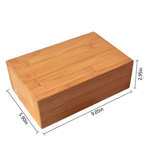 BOSSJOY Bamboo Yoga Block Brick (1 PC), Bamboo Handstand Block Provides Stability Balance & Support, Improve Strength and Deepen Poses - Great for Yoga, Pilates, Workout, Fitness & Gym
