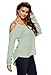 Dokotoo Womens Cold Shoulder Loose Knitted Sweater Top Blouse Medium Green