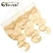 QTHAIR 8A 613 Bundles With Frontal Brazilian Virgin Human Hair(16 18 20+14,Bleached Knots) Blonde 3 Bundles With Closure Brazilian Body Wave Human Hair Blonde Bundles With Frontal