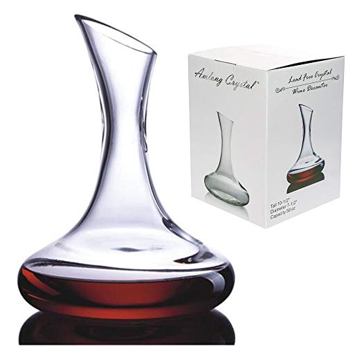 Amlong Crystal Lead Free Crystal Wine Decanter, Red Wine Carafe, Wine Gift, Wine Accessories (58 oz), Large (No Stopper)