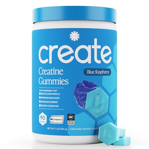 Create Gomitas de Monohidrato de Creatina para Hombres y Mujeres. Mejora la Concentración, La Fuerza y la Resistencia. Fórmula Antiderretimiento. Veganas, Sin Gluten, Sin Omg. 1,5 G de Creatina.
