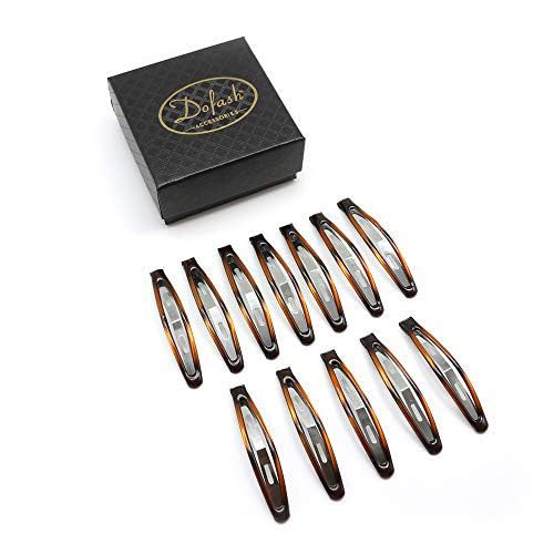 Dofash 12Pcs Snap Hair Clips Hair Grips Metal Hair Clips 6Cm/ 2.36" Hair Accessories With Gift Box For Girls (Tortoise)
