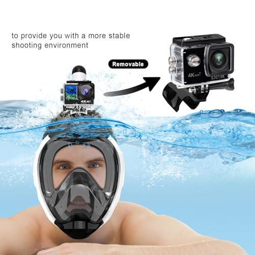 EMSINA-Full Face Snorkel Mask fins set for Adults and Kids, Upgrade Dry Top Breathing System-New flowtech design- Foldable Panoramic View, Anti Leak&Fog_