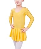 Baby Girls Yellow Leotard Ballet Dance Dress Long Sleeve Costume Breathable Stretchable Skirt XXL