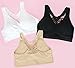 3-Pack Butterfly Lace Back Women's Seamless & Wirefree Comfort Bra with Removable Pads, by Pretty Seamless (XX-Large, Black, White and Nude)
