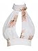 Joeoy Women's White Floral High Neck Hollow Out Lace Backless Crop Top-M