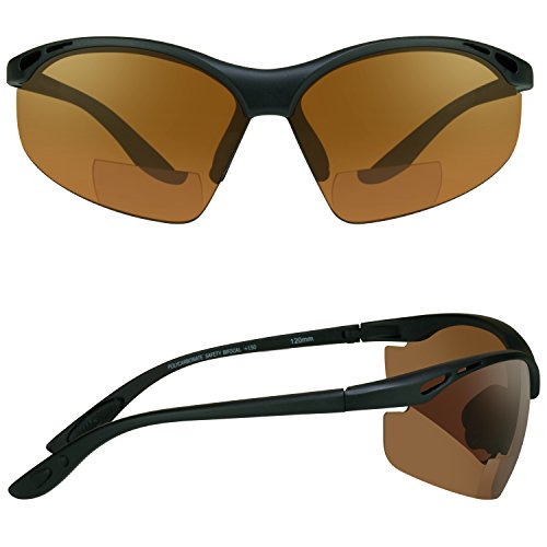 Methane Bifocal Reading Sunglasses - ANSI Z87 Safety Lenses, Wraparound Fit, +1.50 To +3.00 Strength
