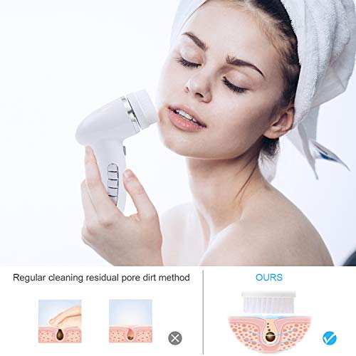 Cleansing Facial Brush, Facial Cleansing Spin Rechargeable Brush Set with 4 Heads,Complete Face Spa System, Gentle Exfoliating, Deep Cleansing, Removing Blackhead and Facial Beauty Massage - Thumbnail 3