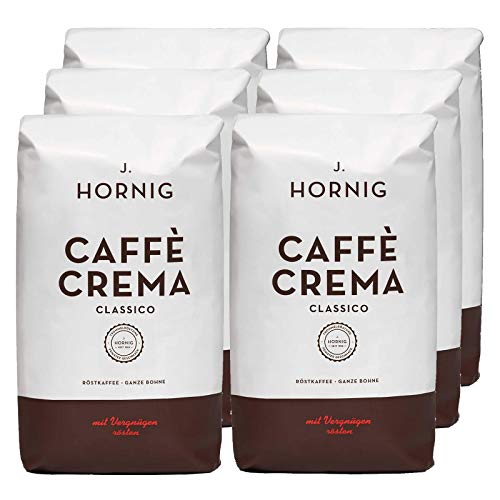 J. Hornig Kaffeebohnen Espresso, Caffè Crema Classico, Großpackung 6x1kg, schokoladiges & nussiges Aroma, für…