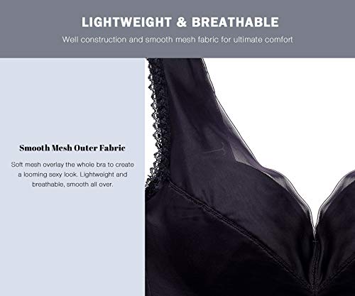 HANSCA Women's Push Up Wirefree Bra Lightly Padded Full Cup Cleavage Bra Plus Size Comfort (Midnight Blue, 40DD) - Thumbnail 5