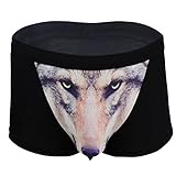 FEESHOW Men's Stretch 3D Wolf Print Boxer Briefs Shorts Underpants