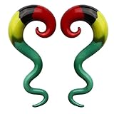 BodyJ4You Glass Hanger Tapers Kit 2 Pieces Rasta Flag Plugs 2G-14mm