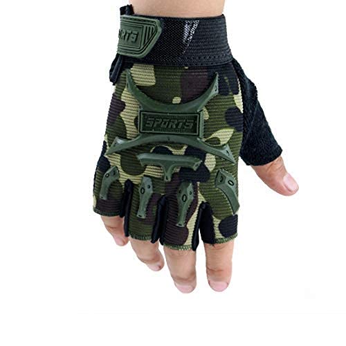 Long Keeper Kids Half Finger Sports Gloves Anti-Slip Cycling Gloves for Boys Girls for Bike Scooter Skateboard (Camon-M)