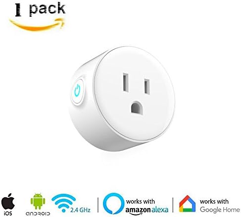 Smart Plug Wifi Enable Mini Outlets Smart Socket No Hub Required Timing Remote Control Your Electric Devices From Anywhere Works with Amazon Alexa and IFTTTT Google Assistant 1 Pack